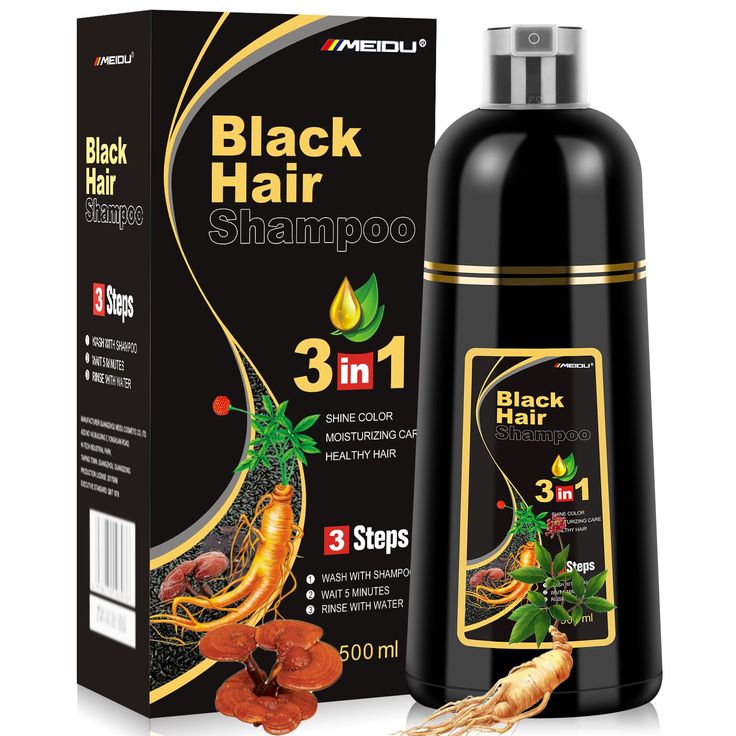 MEIDU 3 in 1 Hair Dye Shampoo 500ml bottle and box