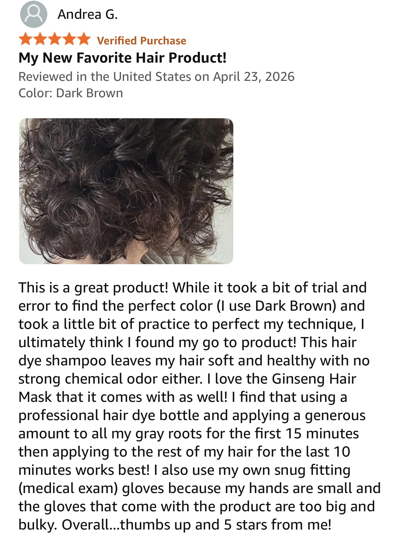 Real customer review with Dark Brown hair result photo